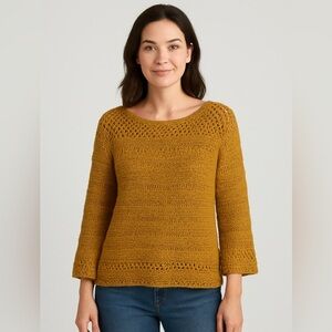 Moth by Anthropology knitted lightweight sweater tan beige color